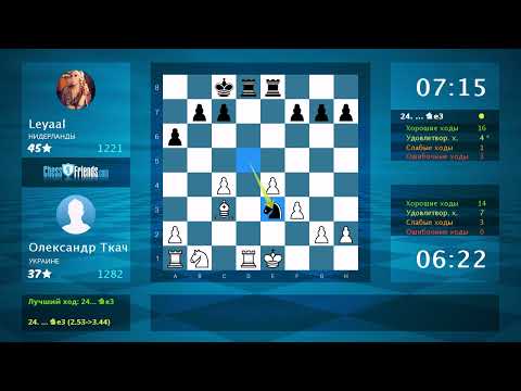 Видео: Анализ шахматной партии: Олександр Ткач - Leyaal, 1-0 (по ChessFriends.com)