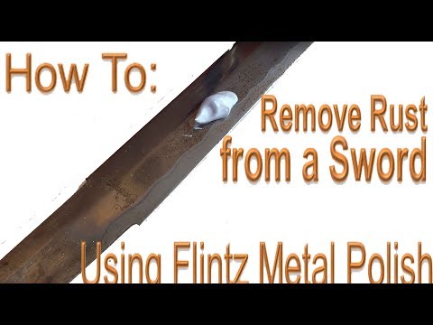 Видео: Как удалить ржавчину с меча с помощью полироли для металла Flintz