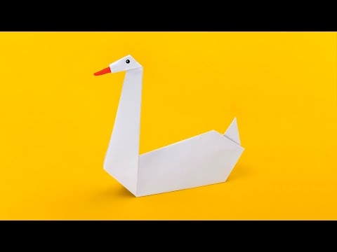Видео: Оригами: лебедь. Как сделать лебедя из бумаги А4 без клея и без ножниц - лёгкое оригами