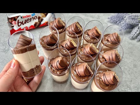 Видео: Десертные шоты Kinder Bueno. Легкие и вкусные мини-стаканчики для десерта без выпечки.