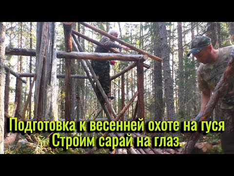 Видео: Подготовка к весенней охоте на гуся начинается с осени. Стройка в тайге. Лепим сарай на глаз.