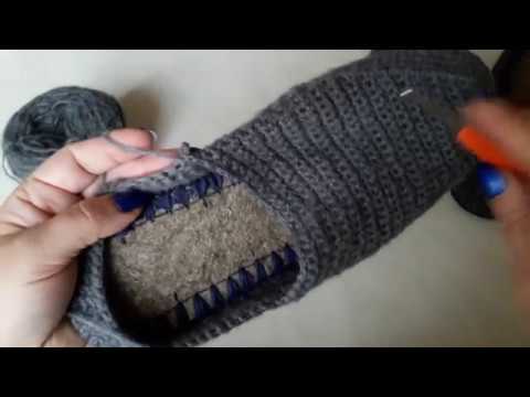 Видео: Как связать мужские тапочки. М.К