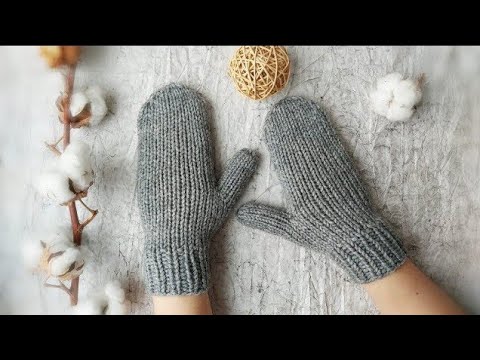 Видео: Варежки спицами "Индийский клин". Подробный МК