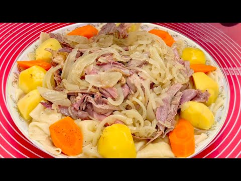 Видео: ✅Вкуснее не ела !Бешбармак из утки!Тесто на бульоне!