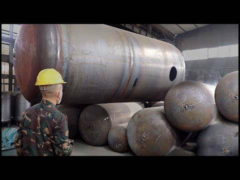 Видео: Процесс изготовления гигантского сосуда высокого давления！ Удивительный резервуарный завод！