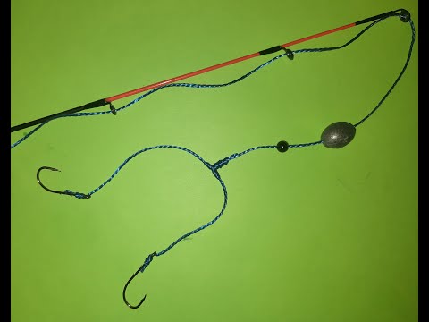 Видео: Коромысло, Т-образный узел на конце основной леске (шнуре). Поводки не запутаются с этим узлом