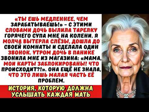 Видео: Дочь вылила на меня суп «Ешь быстрее, обуза!». В ту же ночь её счета были заморожены.