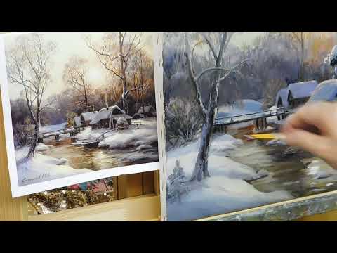 Видео: Прописываем зимний закат