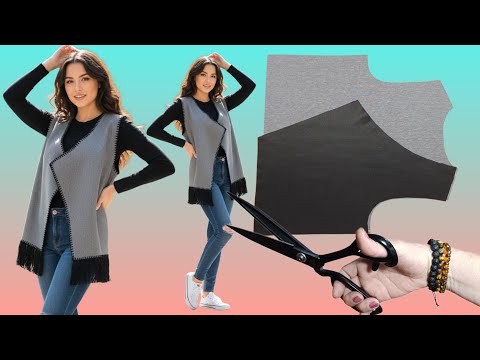 Видео: 💥Всего 65 см ткани/Новый трендовый жилет, крой и шитье