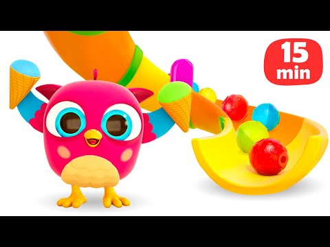 Видео: Тук Тук и Хоп Хоп играют в шарики! Совенок Хоп Хоп - развивающие мультики для малышей. Сборник