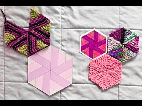 Видео: Вязаный квилт.(усложнённый пэчворк) (Шестиугольник-боковым способом).