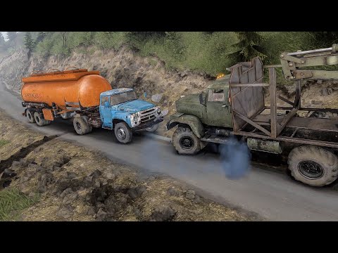 Видео: КрАз вытягивает ЗИЛа из долины смерти. Нелепая гибель КрАза 255. Карта "Холм". Spintires