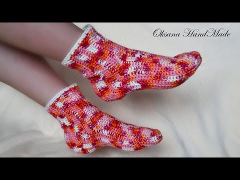 Видео: Носки крючком. Простой способ вязания. Crochet socks