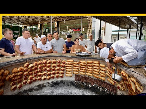 Видео: Люди готовят рекордное количество еды! - Уличная еда Узбекистана в Намангане