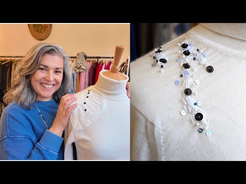 Видео: Апсайклинг одежды, ремонт и апсайклинг мериносового свитера с вышивкой и бисером