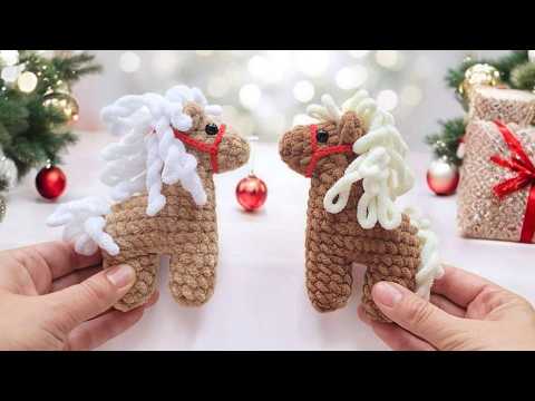 Видео: Несложная Лошадка из плюша вязаная крючком🐴horse crochet🐎gehäkeltes pferd