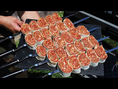 Видео: ПРОБУЮ НОВЫЙ ШАШЛЫК 2024. МЯСО С ОВОЩАМИ В ЛАВАШЕ НА МАНГАЛЕ.