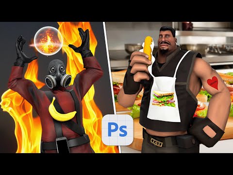 Видео: Используем ИИ-технологию генеративной заливки Photoshop на TF2 Mercs!