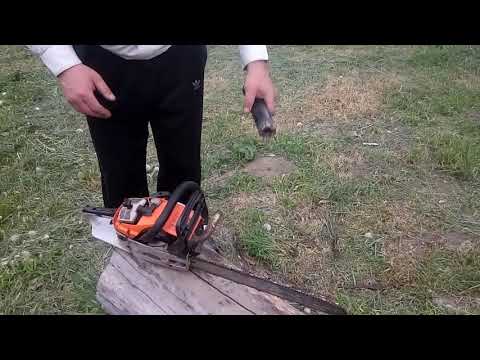 Видео: Работа китайской бензопилы с самодельным глушителем.