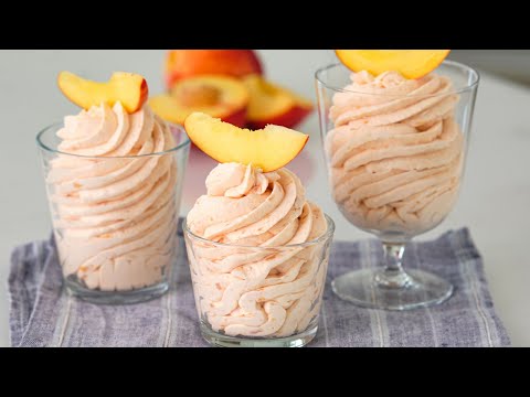 Видео: Сливочный персиковый десерт за 5 минут! Все ищут этот рецепт! Персиковый крем без яиц!