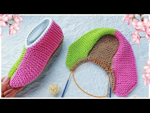 Видео: ДОМАШНИЕ СЛЕДКИ- ТАПОЧКИ НА ДВУХ СПИЦАХ. ПОДРОБНЫЙ МК.