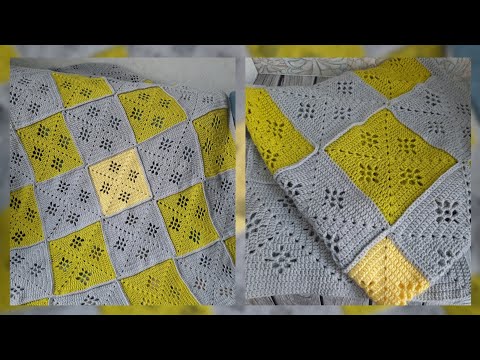 Видео: Уютный плед мотивами./ Подробный МК.