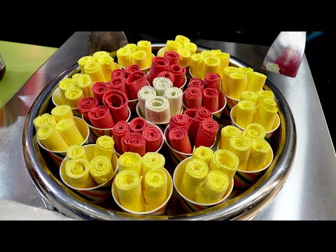 Видео: Мастер рулетов из мороженого, Разнообразие мороженого / Корейская уличная еда