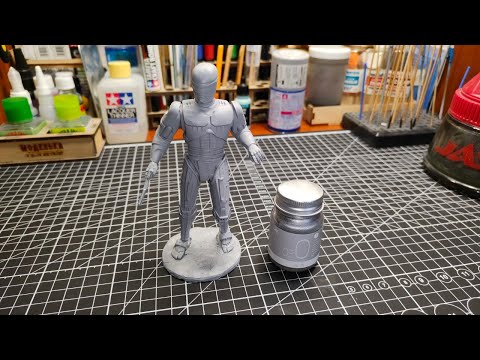 Видео: Краска металлик для моделизма с ТАО. Anchoret. Тестовая покраска фигурки Робокопа.