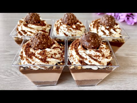 Видео: Ferrero Rocher десертные чашки. Нет испечь вкусный десерт. Легко и вкусно!