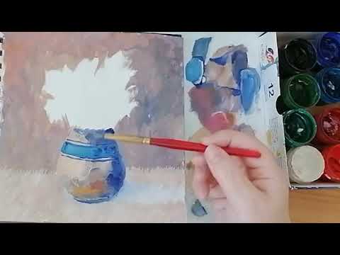 Видео: Живописный натюрморт с цветами  Гуашь