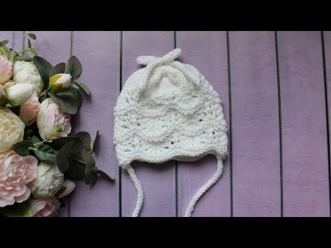 Видео: Шапочка для выписки из роддома. Узор "Волна" спицами.