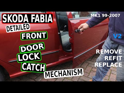 Видео: Детали дверного замка SKODA FABIA, сторона водителя, правое рулевое колесо (Mk1 99-07)