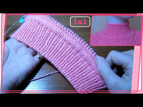 Видео: "Вязание с нуля". Полая резинка в начале и в середине вязания.