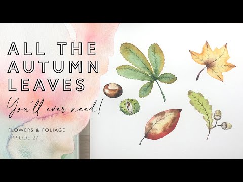 Видео: Простая акварельная осенняя листва