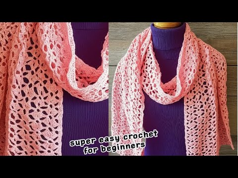 Видео: Как связать чудесную прямоугольную шаль крючком с простым узором и самобытным результатом.