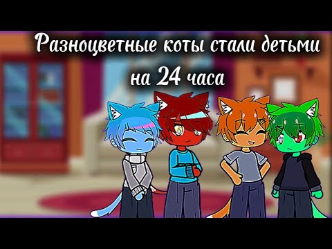 Видео: Разноцветные коты стали детьми на 24 часа 1 часть.🤩❤️‍🔥🥰Моя АУ!!! ||идея не моя||