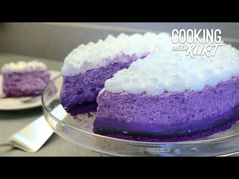 Видео: Муссовый торт «Красная лента Убе» — филиппинский фиолетовый ямс, шифон, халайя, слои мусса | Гото...