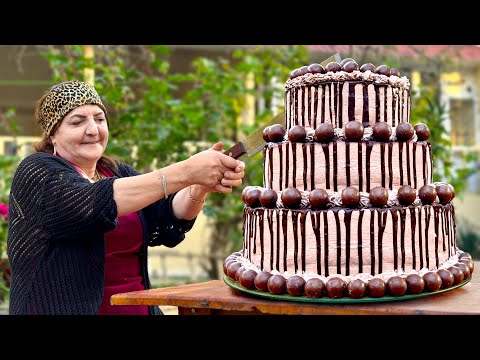 Видео: Огромный Трехъярусный Торт из Темного Шоколада от Бабушки: Такого Вы Еще Не Видели!