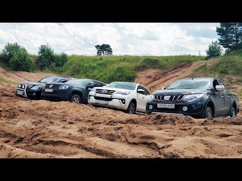Видео: Жёсткий бой культовых внедорожников. Спор на пределе!  Toyota, Mitsubishi, Volkswagen, Lexus.