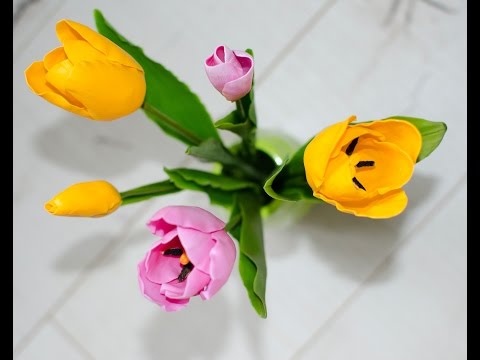 Видео: Тюльпаны из полимерной глины