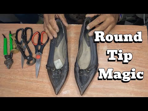 Видео: Преобразите Старые Острые Женские Туфли | Урок по Ремонту Круглого Носа