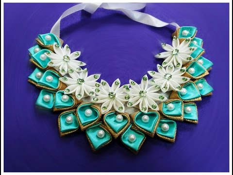 Видео: DIY kanzashi necklace 02 / Ожерелье канзаси 02