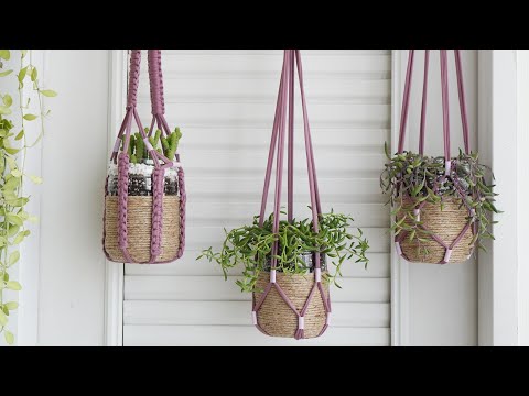 Видео: Висячие растения суккулентов, соломенный узел, вязальная нить, макраме, джутовая нить: ПЭТ-бутылка