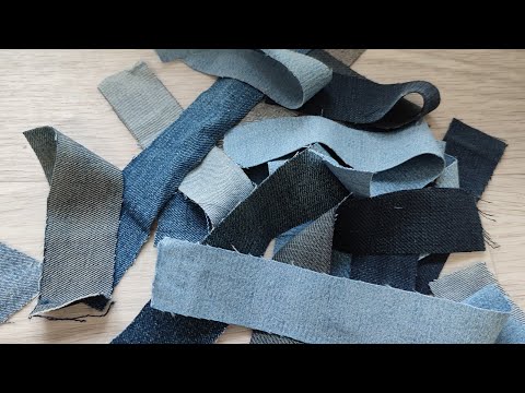 Видео: DIY/Новый БЛОК из старых ДЖИНСОВ. ПЭЧВОРК из полосок. Вторая жизнь ДЖИНСОВ.