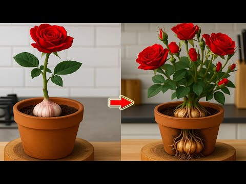 Видео: Всего 1 зубчик чеснока! У вас будет прекрасная роза с тысячами корней и цветков!