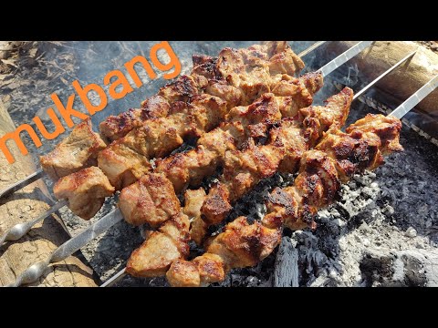 Видео: ОБЖОР ШАШЛЫК из свиной шейки/МУКБАНГ ШАШЛЫНДОС