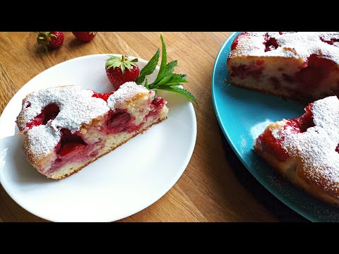 Видео: Это Рецепт, Который Вы Искали! Очень вкусный Клубничный пирог на кефире на РАЗ-ДВА