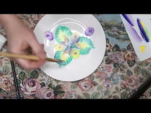 Видео: ОЧЕНЬ КРАСИВАЯ РОСПИСЬ ТАРЕЛКИ