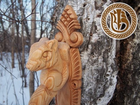 Видео: Woodcarving  Резьба по дереву  Ручка на дверь  Соболь