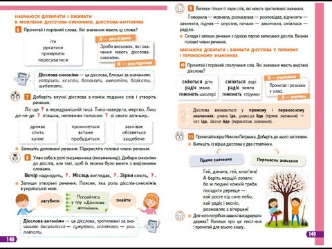 Видео: 114. Навчаюся добирати і вживати в мовленні дієслова-синоніми, дієслова-антоніми. Вашуленко с. 148